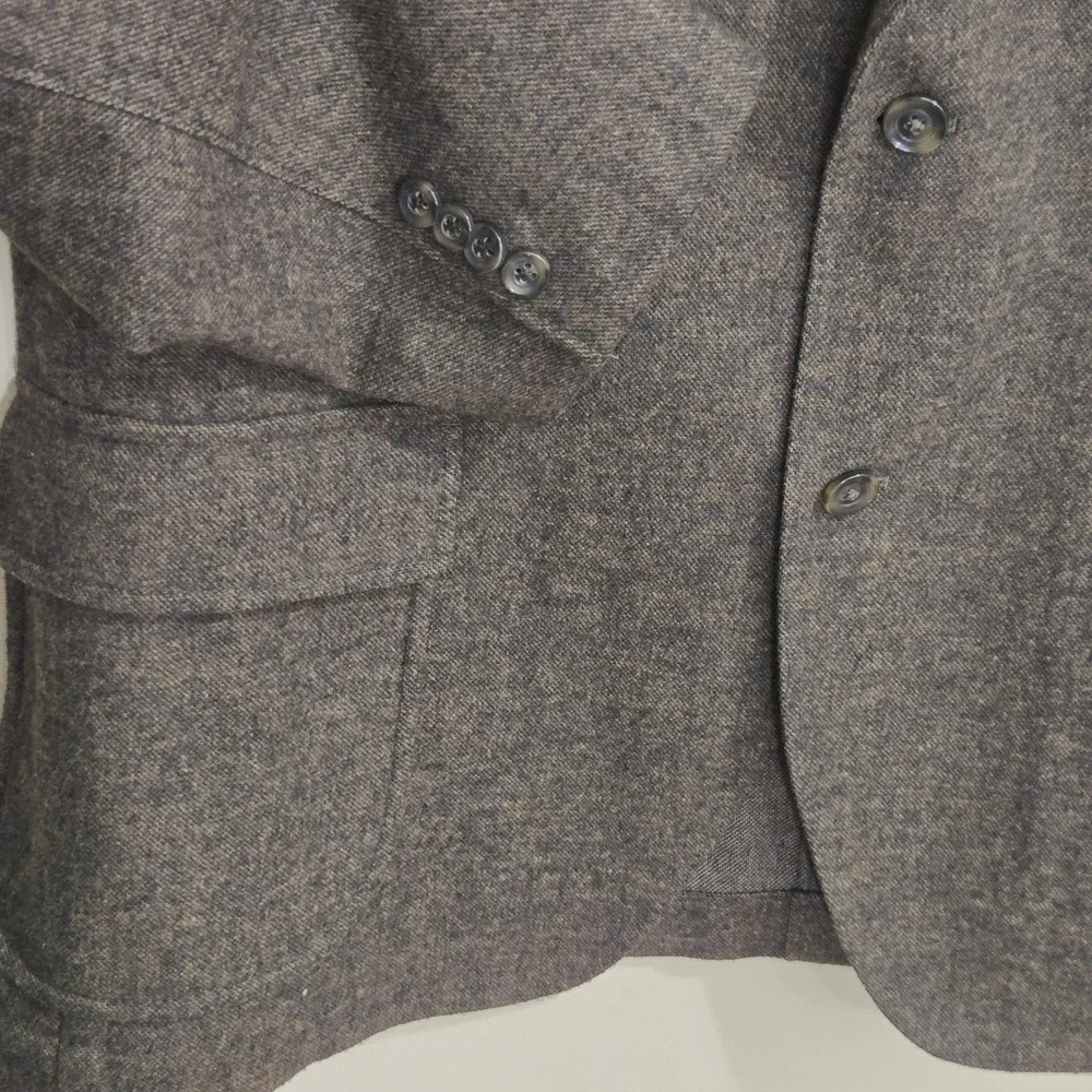 Kroon Harrison Sport Coat Mens 46L Brown marled Cotton Wool Linen Blend Blazer